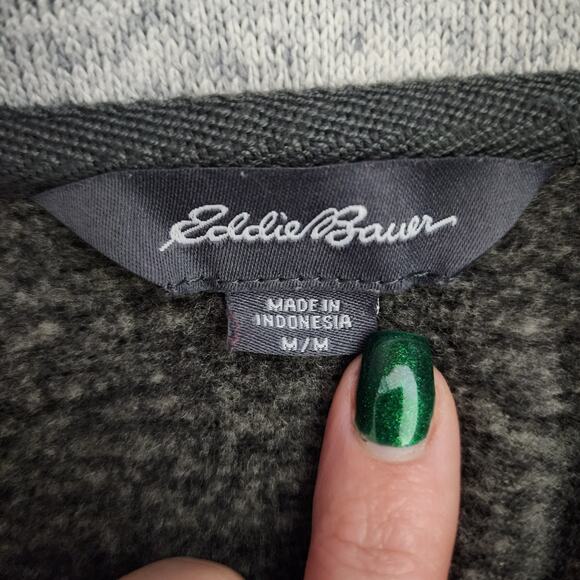 Eddie Bauer Fleece 1/4-Zip Heather Charcoal Pullover | Men's Medium - Picture 11 of 14